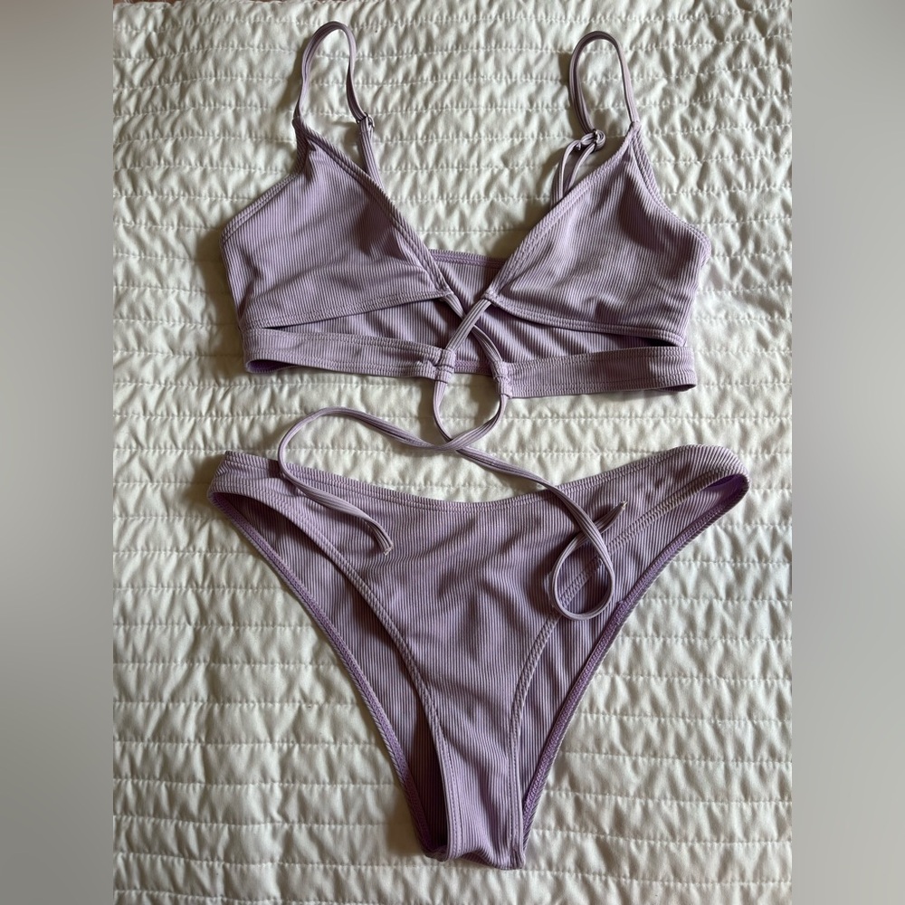 Lavender Cutout Wrap Bikini Set